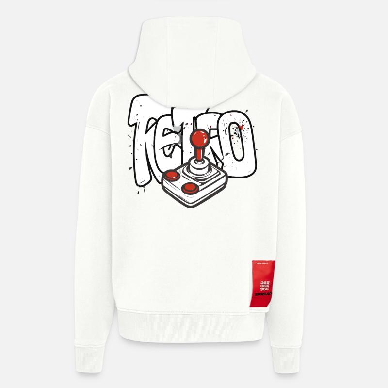 Conception du joystick Retrobomber - Veste à capuche bio épaisse oversize fabriqué en UE - OFF WHITE