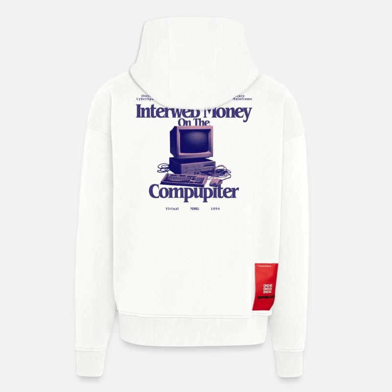 InterwebMoney Conception Informatique - Veste à capuche bio épaisse oversize fabriqué en UE - OFF WHITE