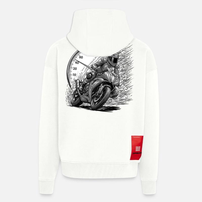 Biker, der von Geschwindigkeit angetrieben wird - Zip Hoodie - made by SPREAD - OFF WHITE