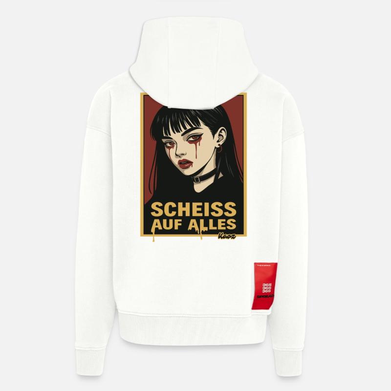 Emo Gothic Girl mit Aussage - Zip Hoodie - made by SPREAD - OFF WHITE