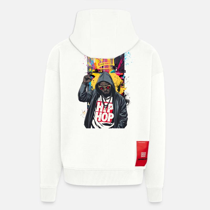 Urbaner Rapper mit bunten Graffitis - Zip Hoodie - made by SPREAD - OFF WHITE