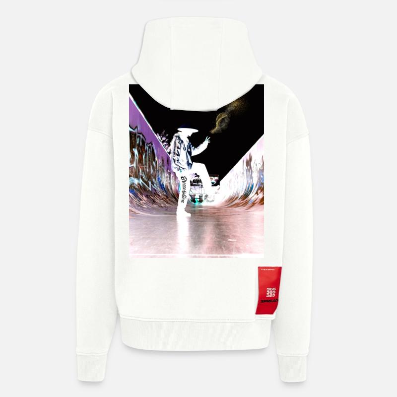 Blessolution « Équilibre » - Veste à capuche bio épaisse oversize fabriqué en UE - OFF WHITE