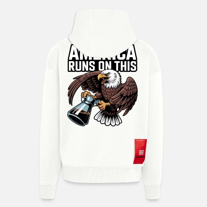 Amerika läuft auf Coffee Eagle - Zip Hoodie - made by SPREAD - OFF WHITE