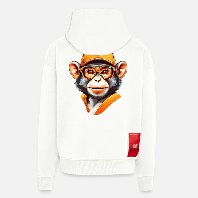 Cool Affe mit Cap und Brille - Zip Hoodie - made by SPREAD - OFF WHITE