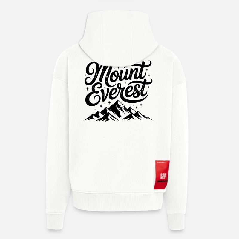 Mont Everest - Conception de souvenirs - Veste à capuche bio épaisse oversize fabriqué en UE - OFF WHITE