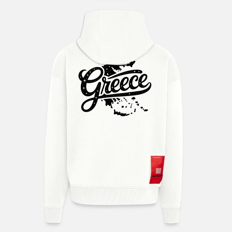Grèce - Conception de souvenirs - Veste à capuche bio épaisse oversize fabriqué en UE - OFF WHITE