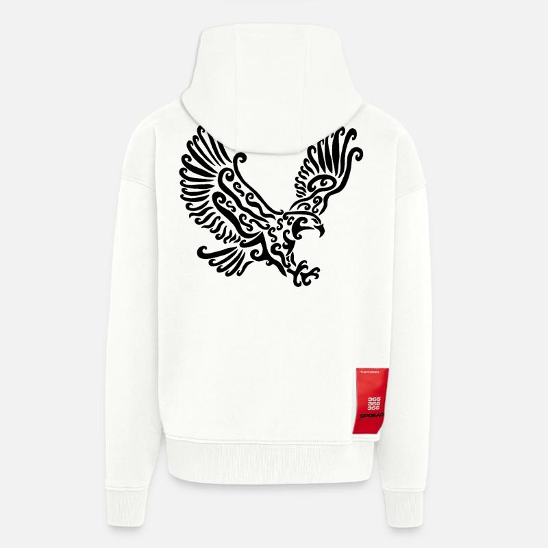 Aigle noir - Veste à capuche bio épaisse oversize fabriqué en UE - OFF WHITE