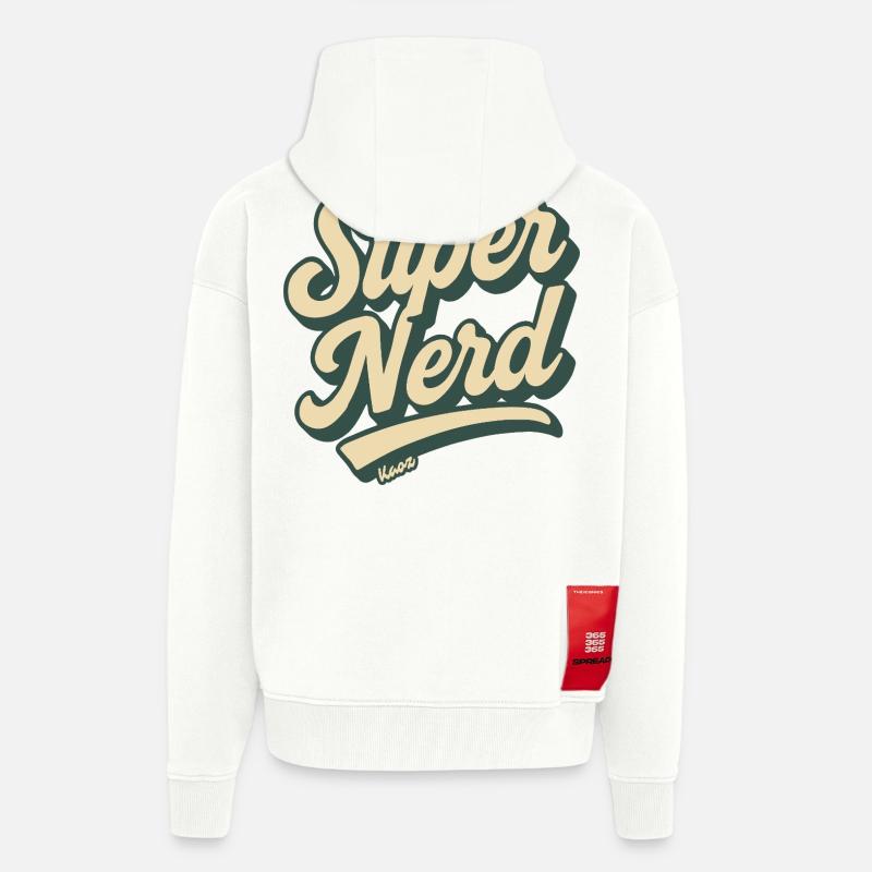 Super Nerd Retro Script - Veste à capuche bio épaisse oversize fabriqué en UE - OFF WHITE
