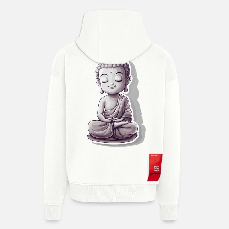 Meditating Buddha with calm expression - Zip Hoodie - made by SPREAD - OFF WHITE