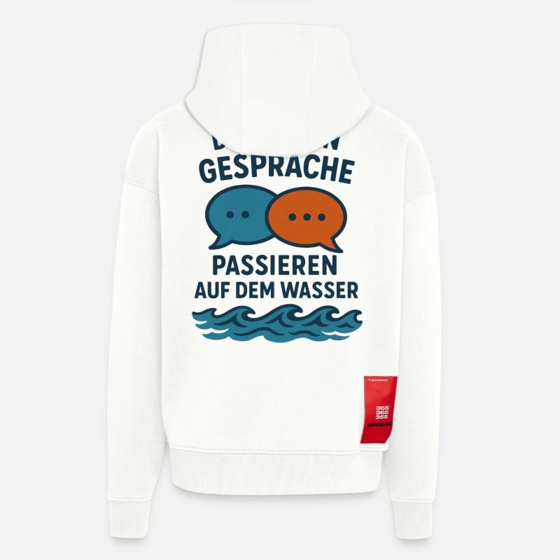 Conversations sur l’eau - Veste à capuche bio épaisse oversize fabriqué en UE - OFF WHITE