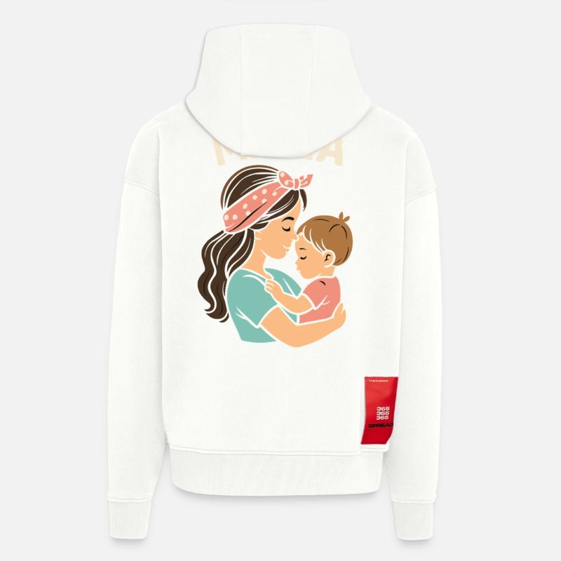Mutterliebe: Mama und Kind Umarmung - Zip Hoodie - made by SPREAD - OFF WHITE
