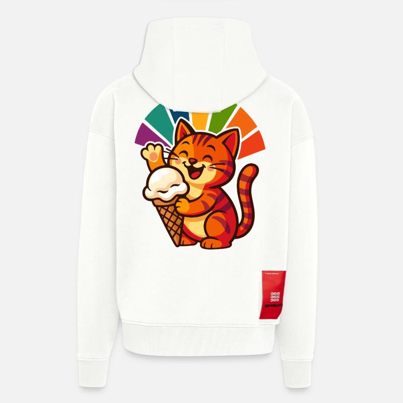 Regenbogen Katze Eisbecher Freude - Zip Hoodie - made by SPREAD - OFF WHITE