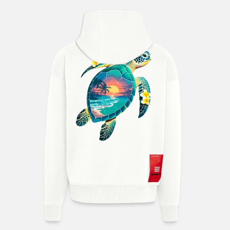 Turtle Waves Surf Turtle Surfer Turtles - Zip Hoodie - made by SPREAD - OFF WHITE
