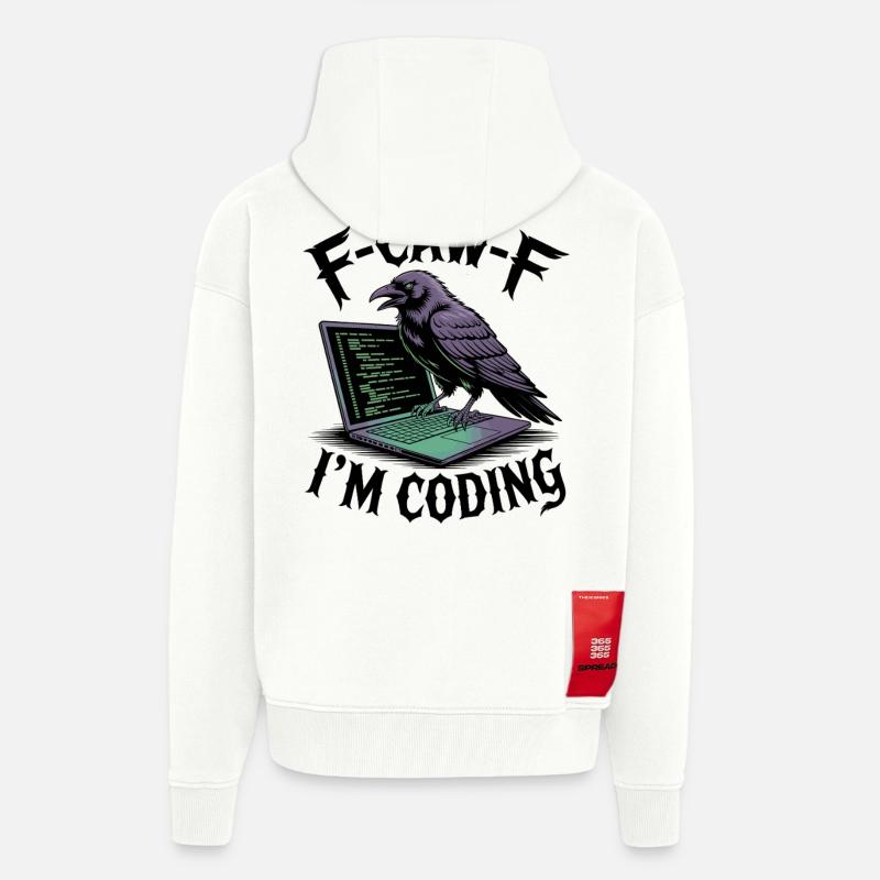 RabenCoder: Code Raven on the laptop - Zip Hoodie - made by SPREAD - OFF WHITE