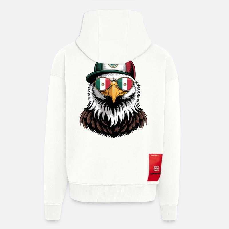 Lunettes de soleil rétro Mexican Eagle - Veste à capuche bio épaisse oversize fabriqué en UE - OFF WHITE