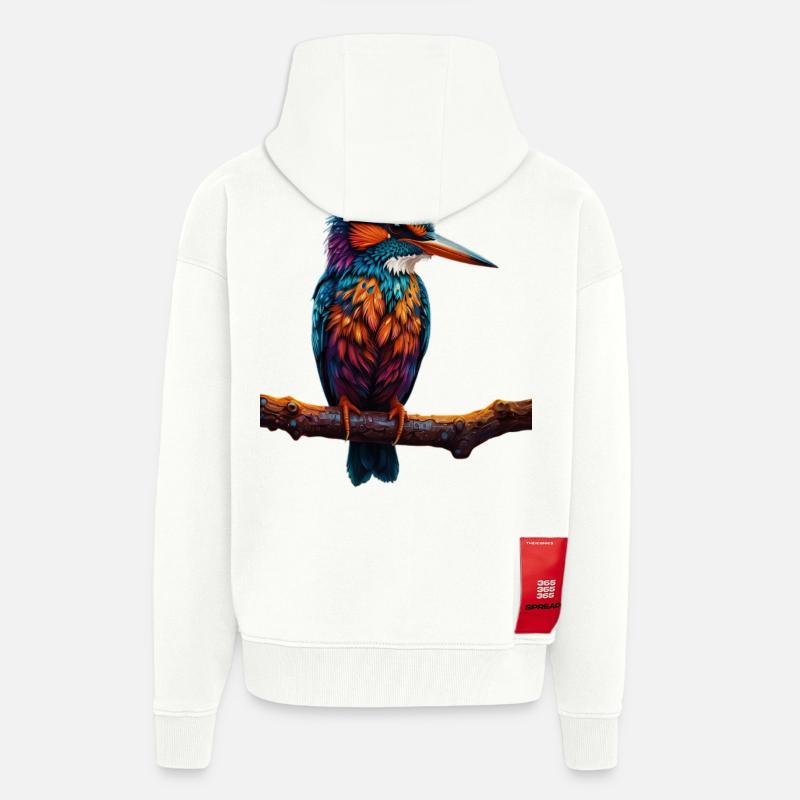 Bunter Eisvogel auf Ast - Zip Hoodie - made by SPREAD - OFF WHITE