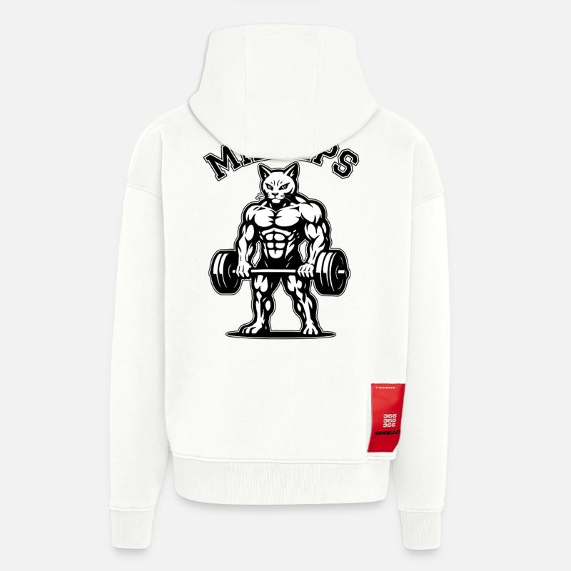 Kitty - Muscles endoloris - Chat - Dire - Veste à capuche bio épaisse oversize fabriqué en UE - OFF WHITE