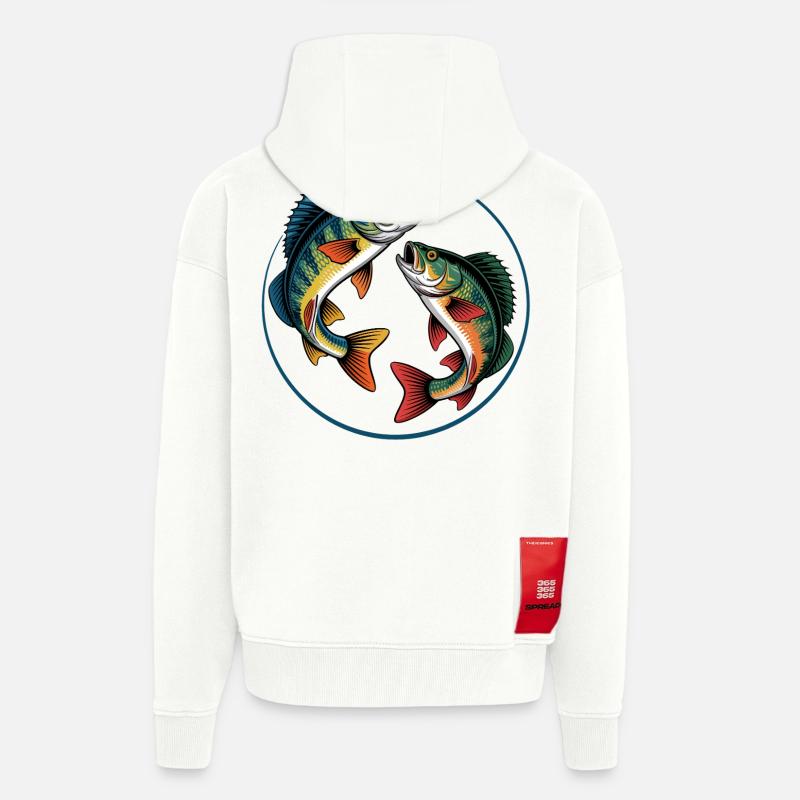 Zwei springende Barsche - Zip Hoodie - made by SPREAD - OFF WHITE