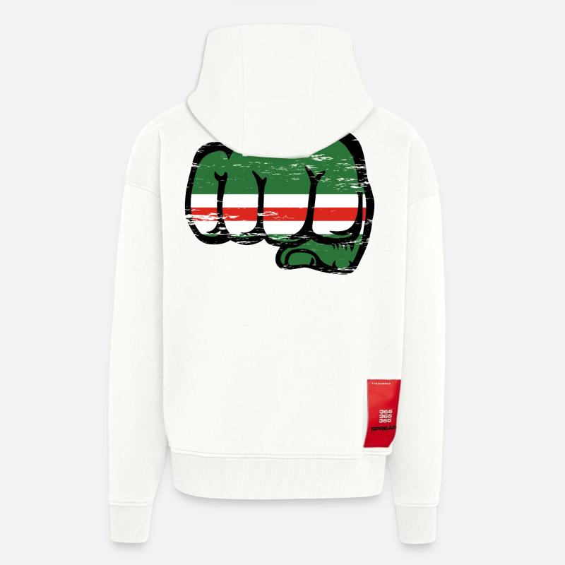 Tschetschenien Flagge Faust used - Zip Hoodie - made by SPREAD - OFF WHITE