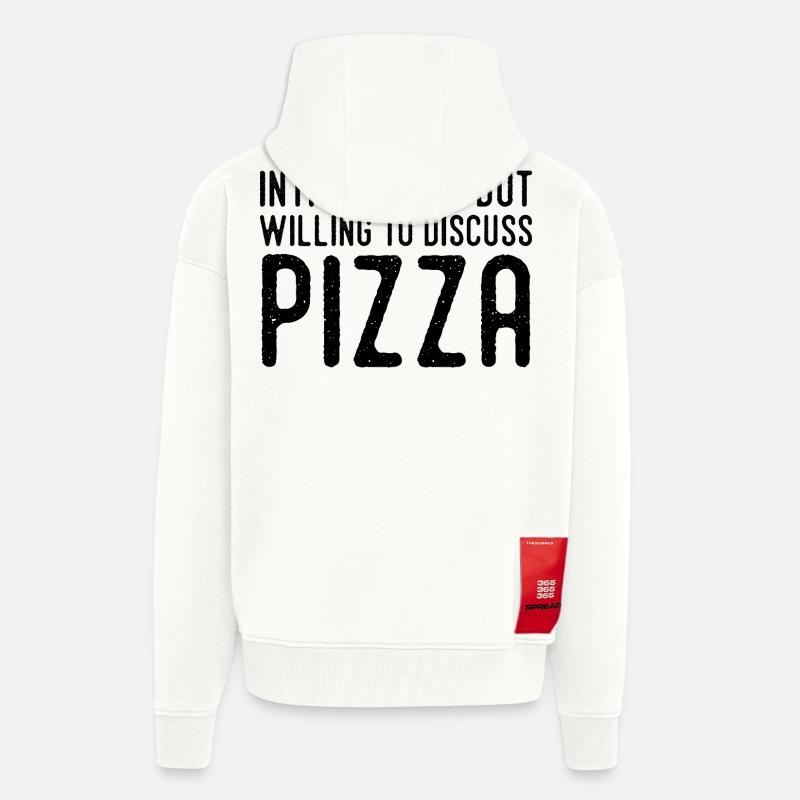 Introverti Mais Fan De Pizza - Veste à capuche bio épaisse oversize fabriqué en UE - OFF WHITE