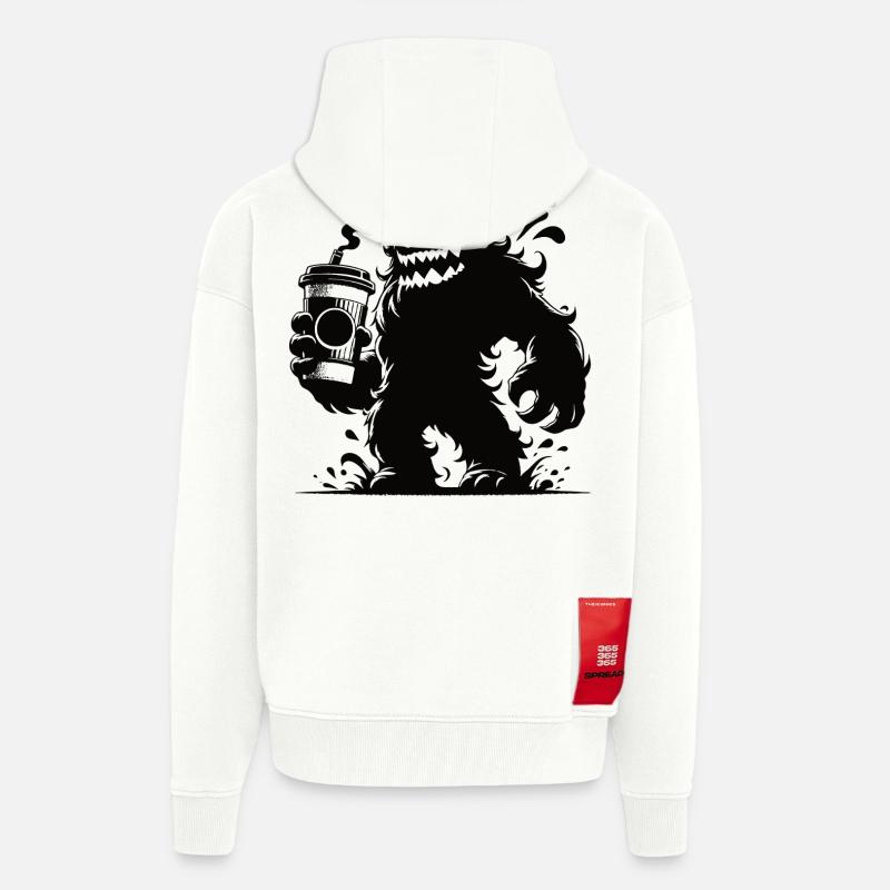 Lustiges Kaffeemonster Comic Design - Zip Hoodie - made by SPREAD - OFF WHITE