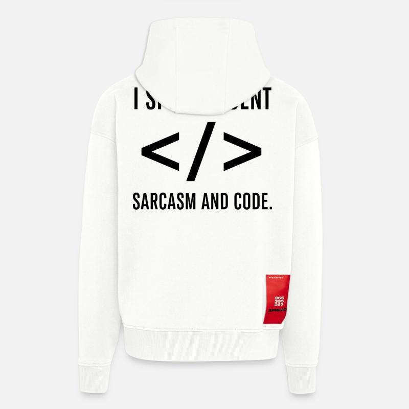 Je parle couramment le code - Veste à capuche bio épaisse oversize fabriqué en UE - OFF WHITE