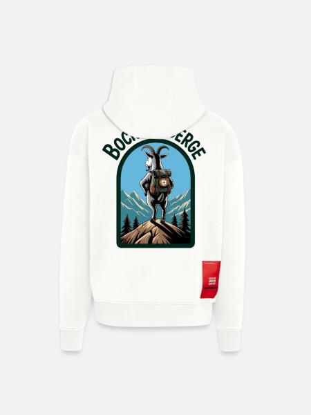 Mountain goat with backpack - Zip Hoodie - made by SPREAD - OFF WHITE