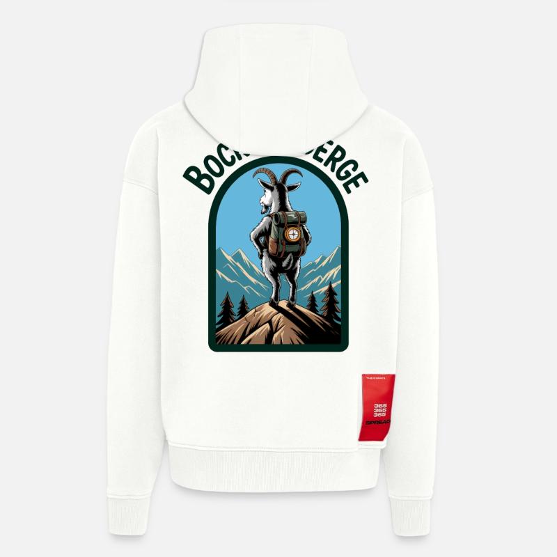 Bergziege mit Rucksack - Zip Hoodie - made by SPREAD - OFF WHITE