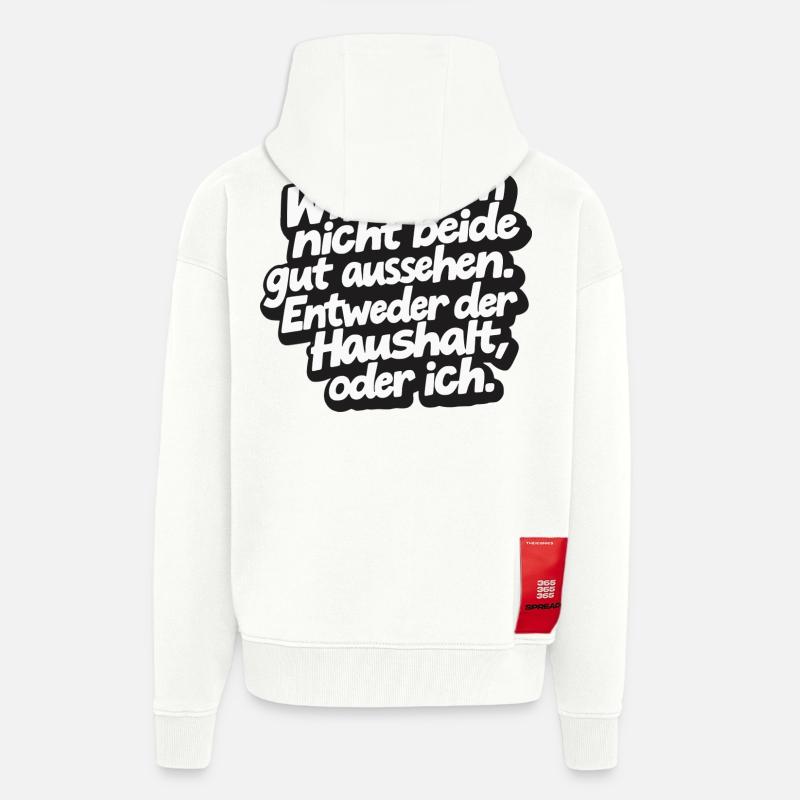 Dire drôle à la maison - Veste à capuche bio épaisse oversize fabriqué en UE - OFF WHITE