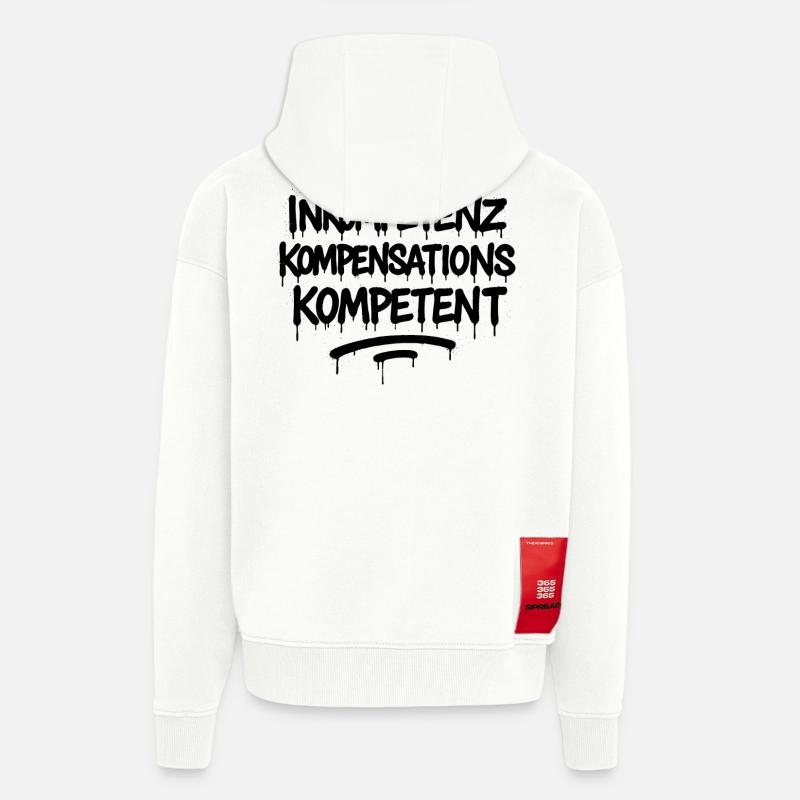 Indemnisation de l’incompétence Compétence – Büro Spruch - Veste à capuche bio épaisse oversize fabriqué en UE - OFF WHITE