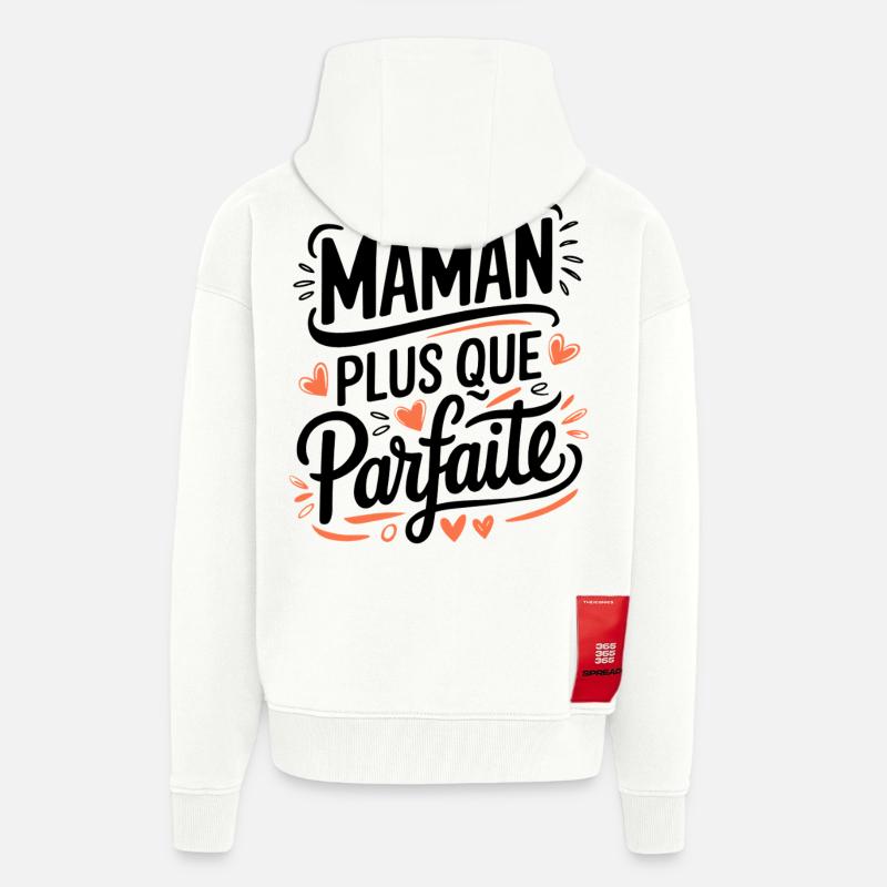 Maman plus que Parfaite - Veste à capuche bio épaisse oversize fabriqué en UE - OFF WHITE