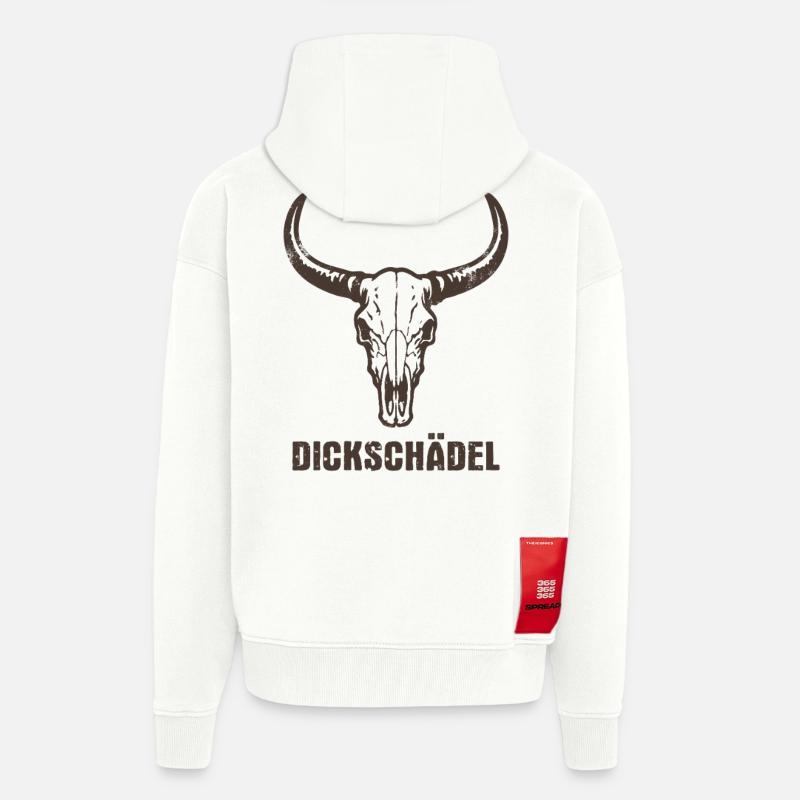 Stierkopf Schädel mit Hörnern - Dickschädel - Zip Hoodie - made by SPREAD - OFF WHITE