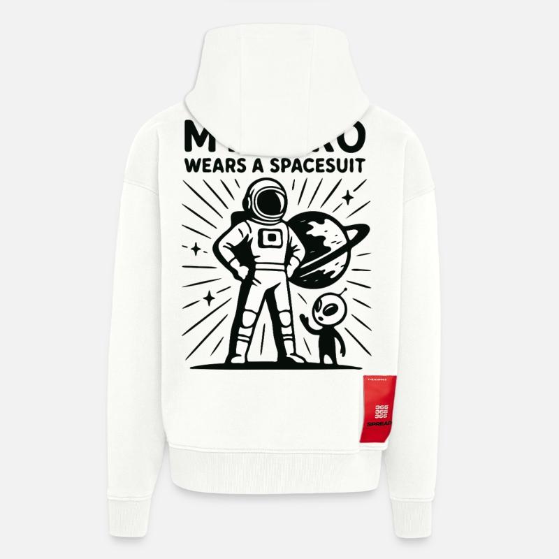 Héros de l’espace en combinaison spatiale - Veste à capuche bio épaisse oversize fabriqué en UE - OFF WHITE