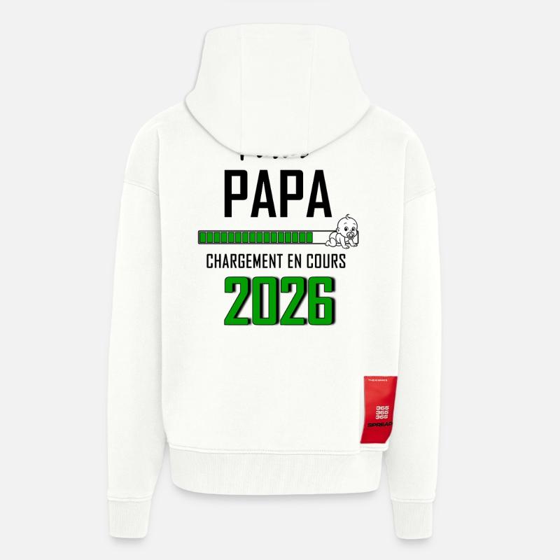 Futur PAPA Countdown 2026 Vert Bébé - Veste à capuche bio épaisse oversize fabriqué en UE - OFF WHITE
