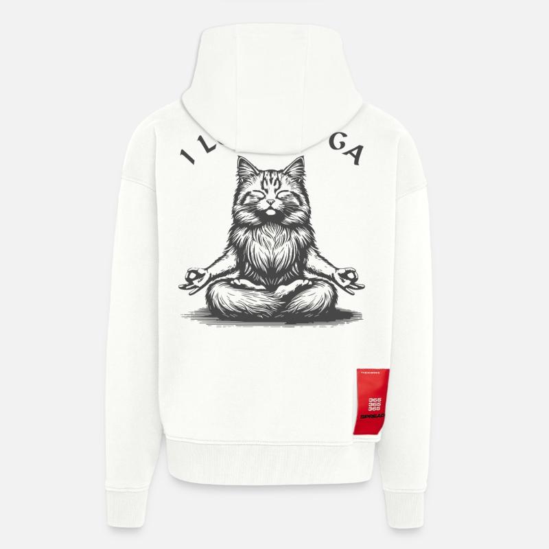 ChatsYoga Lotus Pose - Veste à capuche bio épaisse oversize fabriqué en UE - OFF WHITE