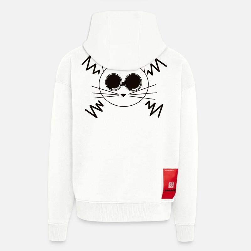 Chat de l’espace - Veste à capuche bio épaisse oversize fabriqué en UE - OFF WHITE