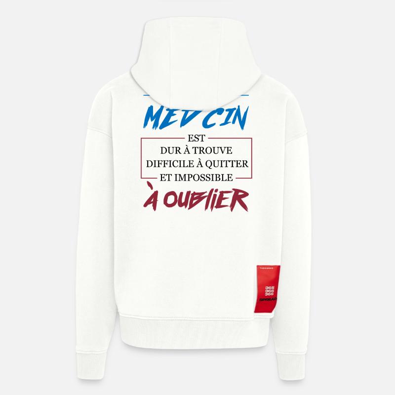 Super Médecin Difficile à Oublier Cadeau - Veste à capuche bio épaisse oversize fabriqué en UE - OFF WHITE