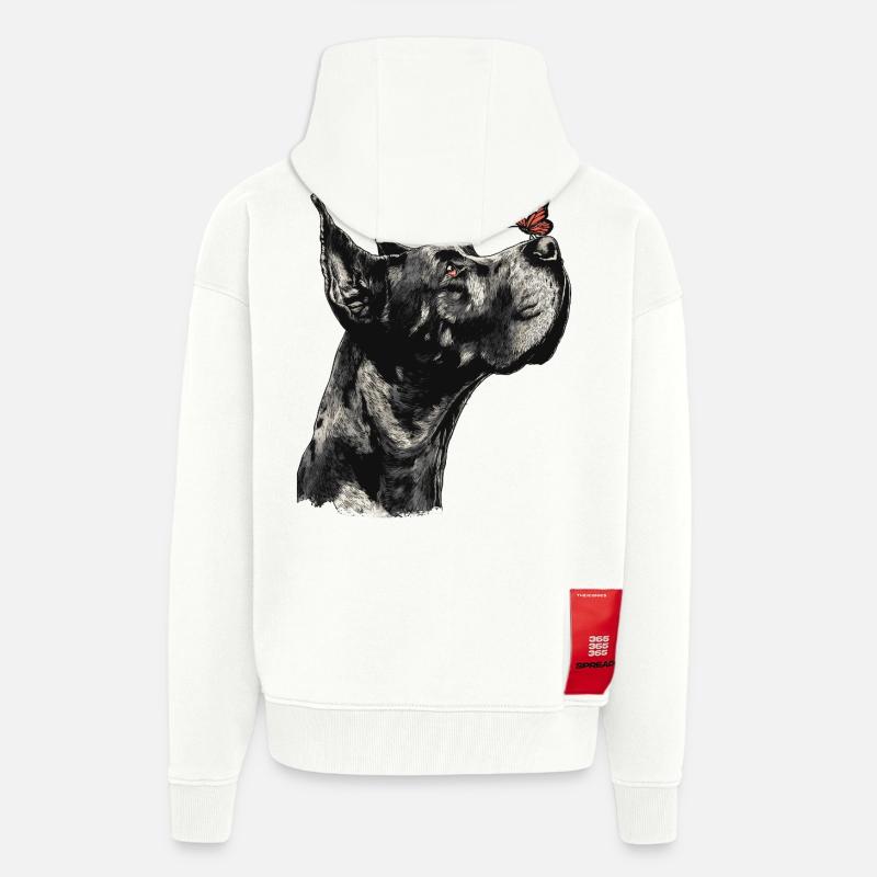 Dogge mit rotem Schmetterling - Zip Hoodie - made by SPREAD - OFF WHITE