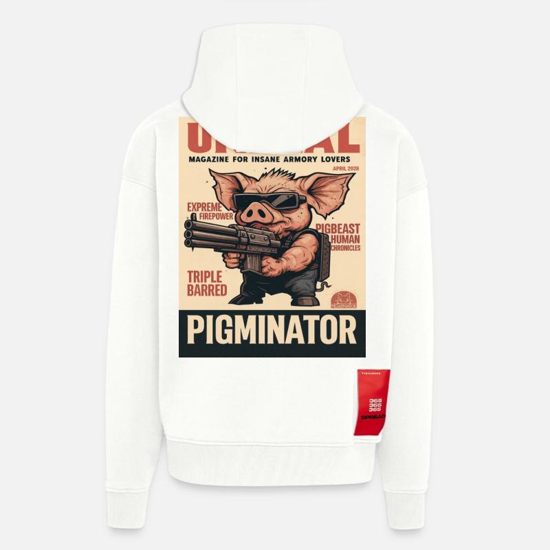 Enveloppe rétro d’arme Pigminator - Veste à capuche bio épaisse oversize fabriqué en UE - OFF WHITE