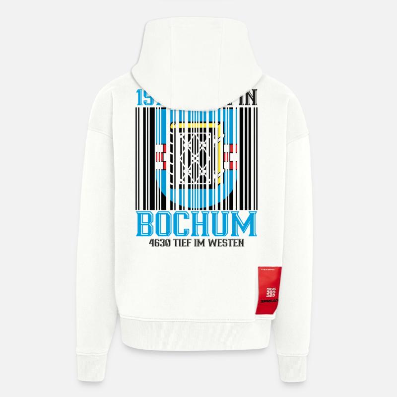 Code-barres Bouclier de Bochum 1977 - Veste à capuche bio épaisse oversize fabriqué en UE - OFF WHITE