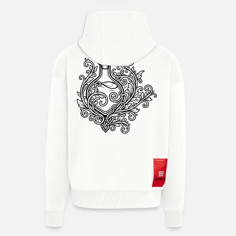 Fiole d'elixir et fleurs - Veste à capuche bio épaisse oversize fabriqué en UE - OFF WHITE