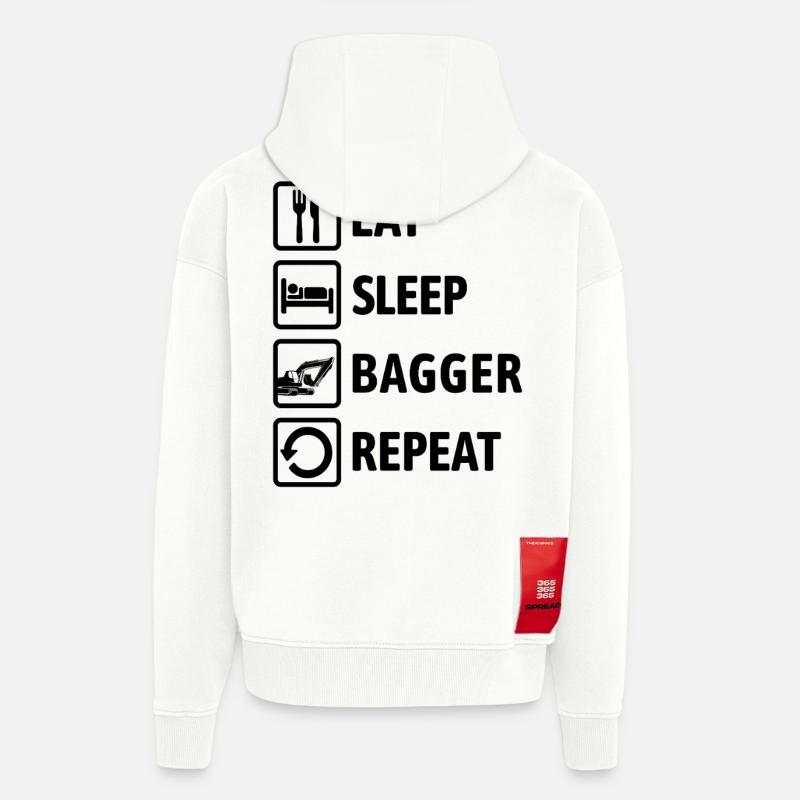 Eat Sleep Bagger Repeat - baggern & buddeln - Zip Hoodie - made by SPREAD - OFF WHITE