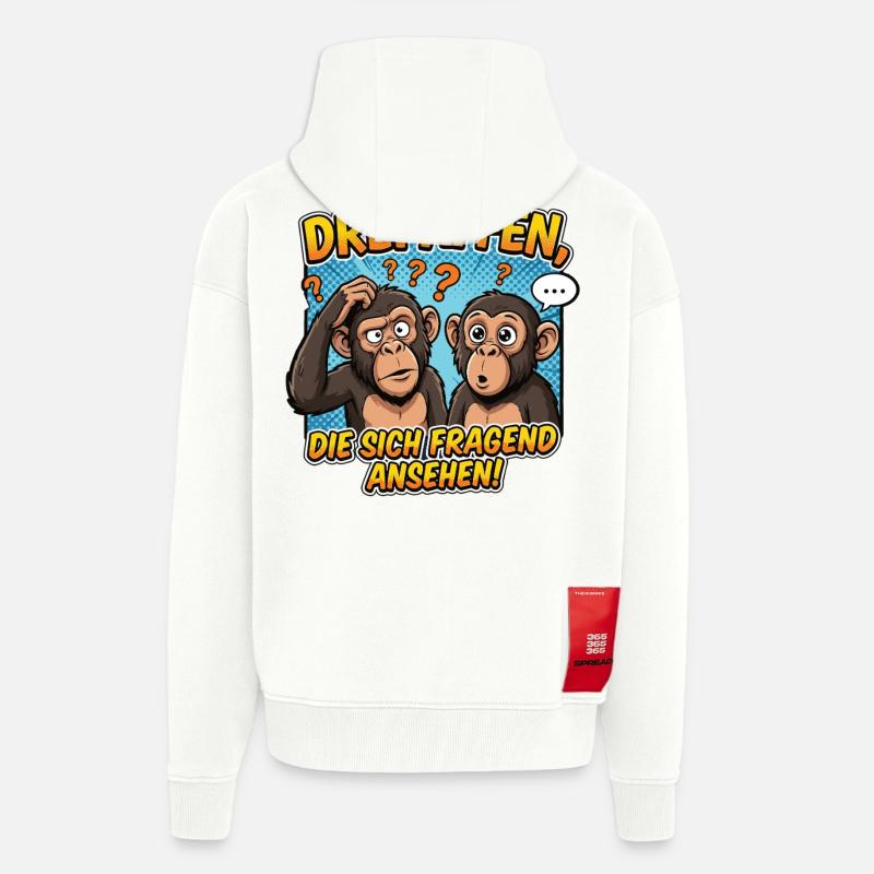 Three Monkeys Confusion – Funny Comic Design - Zip Hoodie - made by SPREAD - OFF WHITE
