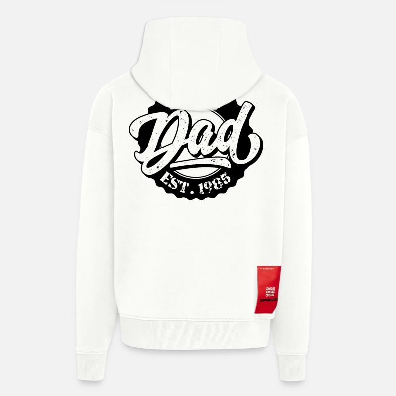 Le Meilleur Papa EST 1985 - Veste à capuche bio épaisse oversize fabriqué en UE - OFF WHITE