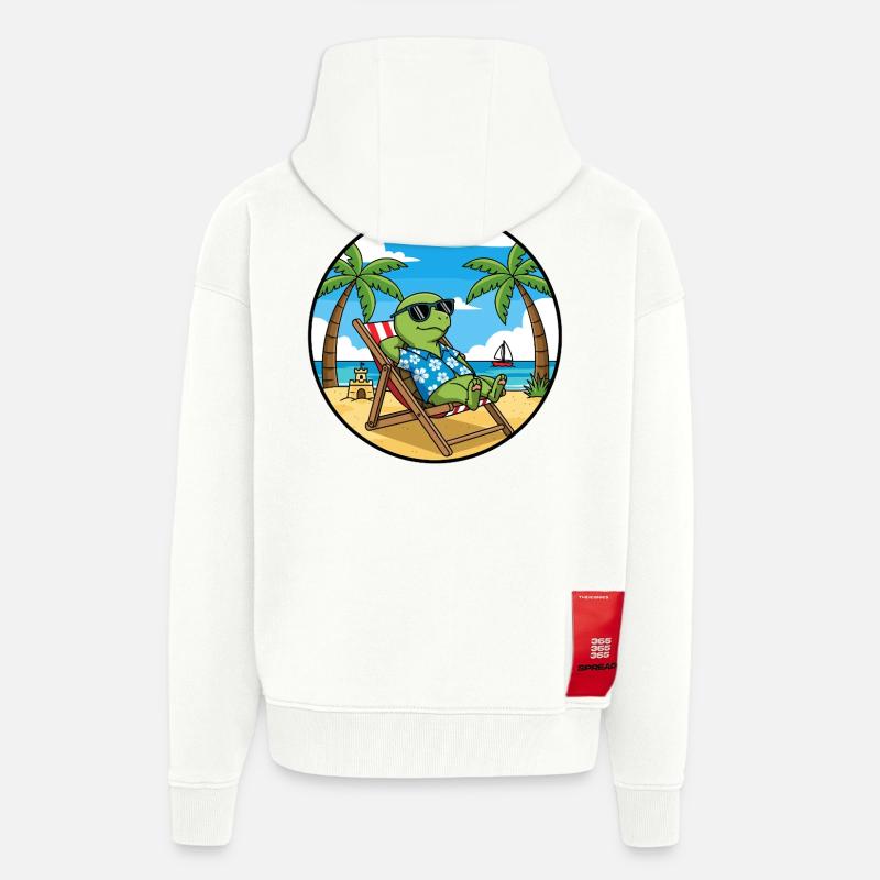 Cool Turtle Beach Vacation Summer Vibes - Zip Hoodie - made by SPREAD - OFF WHITE