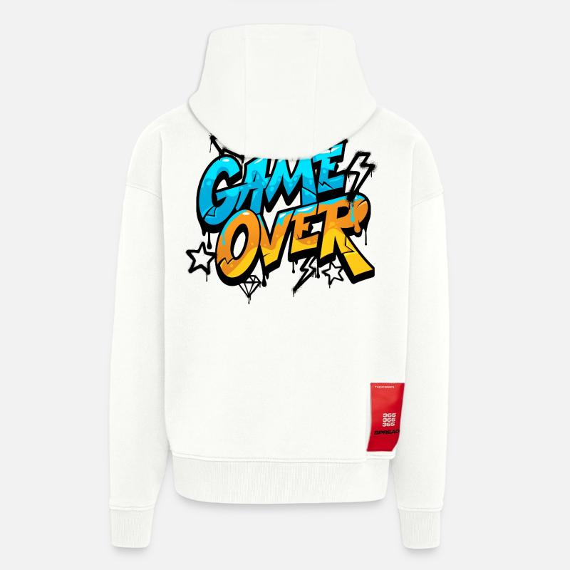 Game Over Graffiti Neon Gradient - Veste à capuche bio épaisse oversize fabriqué en UE - OFF WHITE