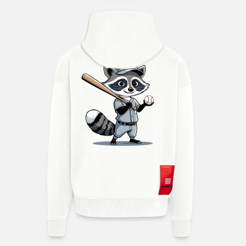 Waschbär Baseballheld - Zip Hoodie - made by SPREAD - OFF WHITE