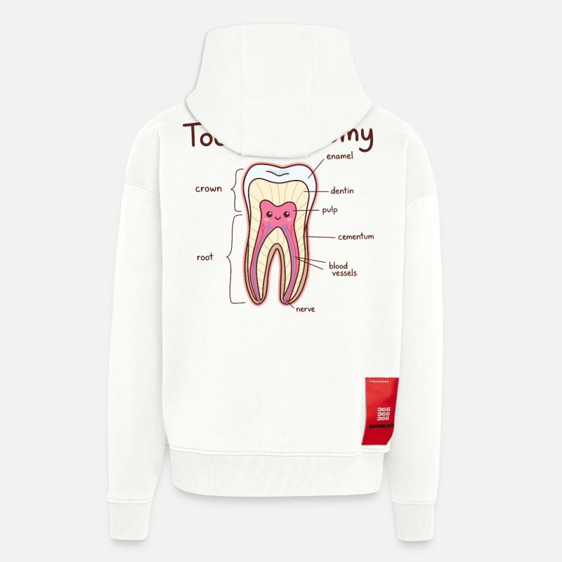 Dentiste assistant dentaire en anatomie dentaire - Veste à capuche bio épaisse oversize fabriqué en UE - OFF WHITE