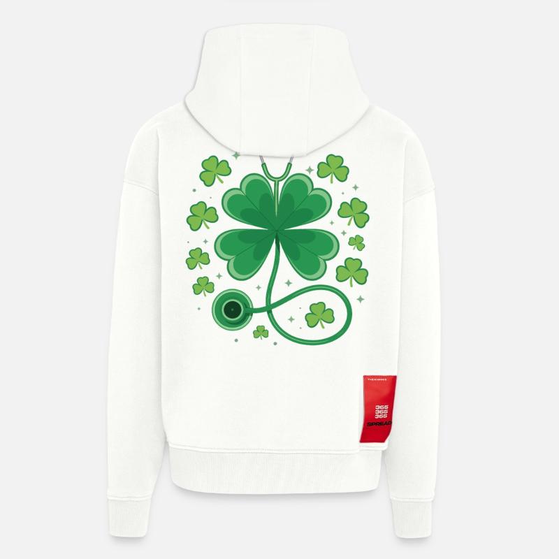 Conception du stéthoscope en trèfle - Veste à capuche bio épaisse oversize fabriqué en UE - OFF WHITE