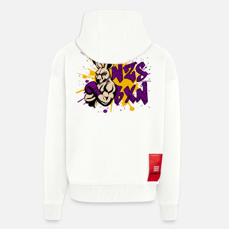 Graffiti NZS BXN – Déclaration antifasciste - Veste à capuche bio épaisse oversize fabriqué en UE - OFF WHITE